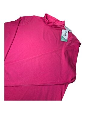 NWT Lands' End Plus Size 1X Pink Mockneck Long Sleeve Top Kohl's Cotton Blend
